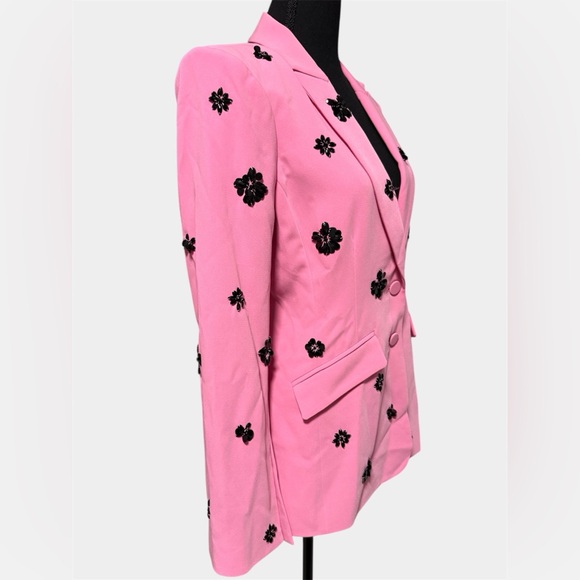 Cinq à Sept Cheyenne Blazer Pink Embellished Floral Jacket Sz 6 Designer Chic - Picture 7 of 14